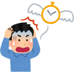 時間が飛んでいき焦る男性