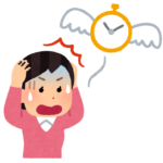時間が飛んでき焦る女性