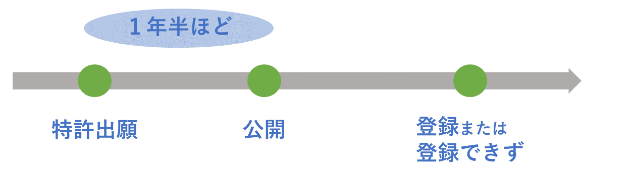 特許出願から公開まで１年半ほど